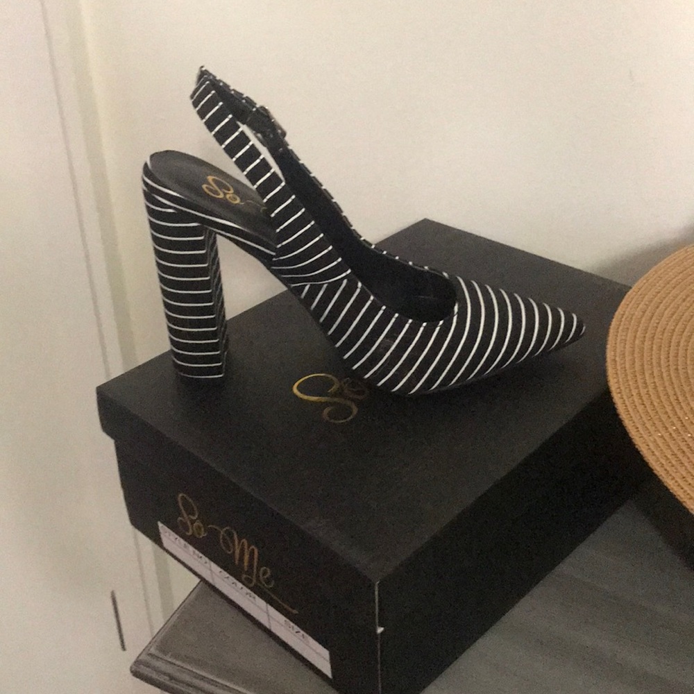Black and white stripped heels